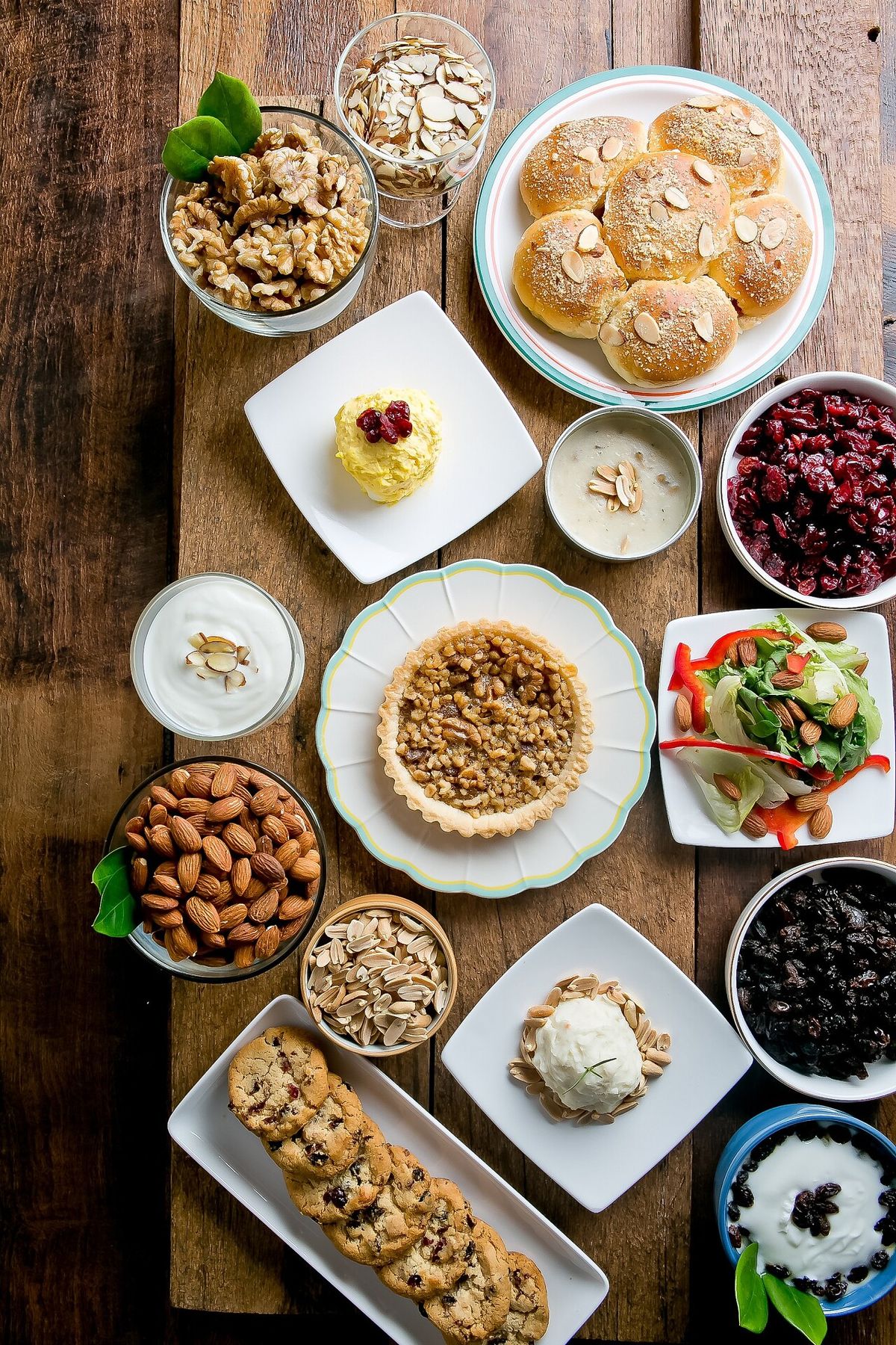 견과류 전체 스프레드 - 탑뷰 구성